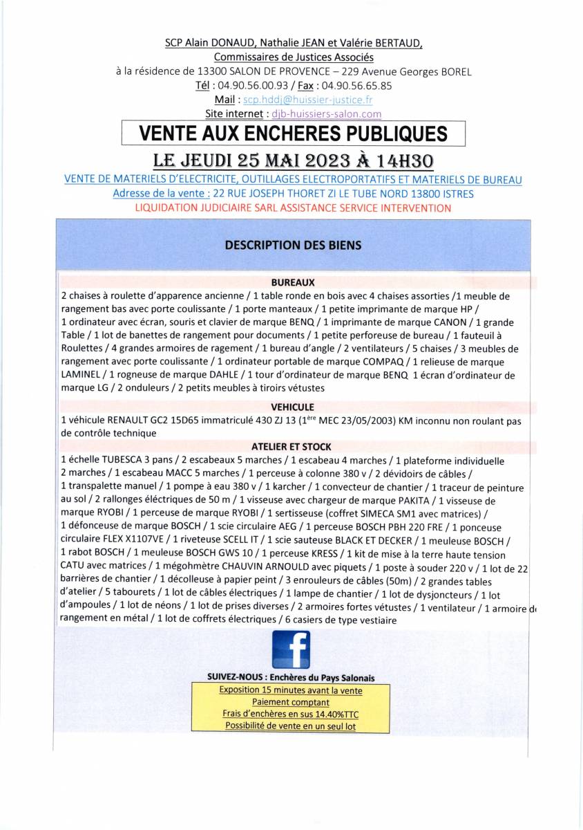 VENTE AUX ENCHERES PUBLIQUES
