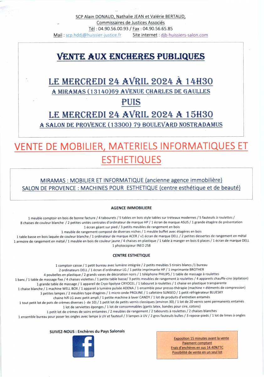 VENTE AUX ENCHERES PUBLIQUES